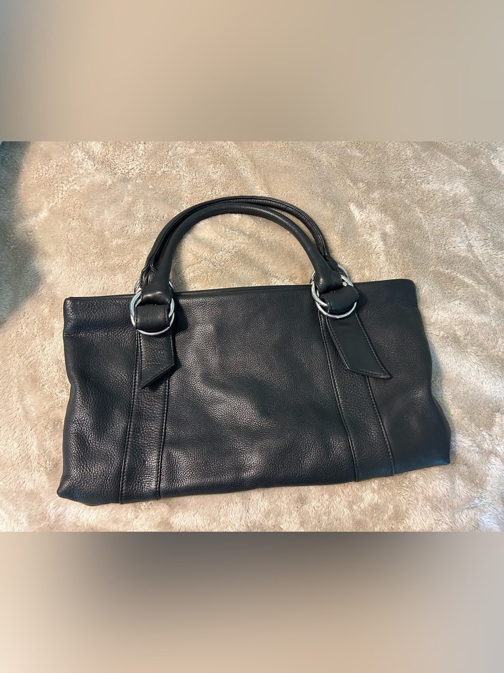 Express Black Pebble Leather Shoulder Tote Bag - Picture 2 of 11